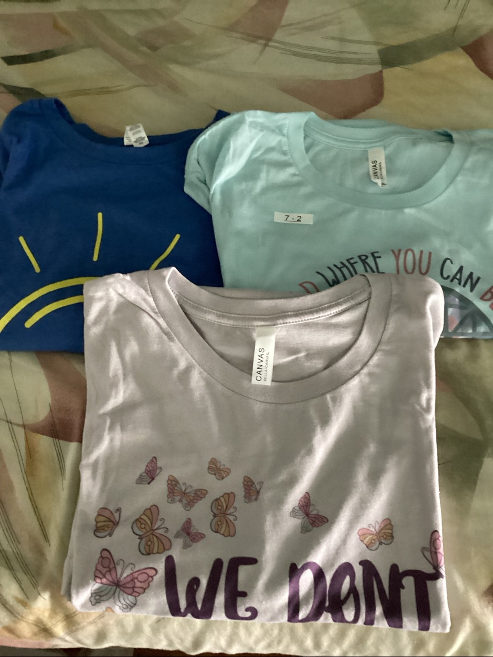 Bella Canvas Blue & Beige Graphic Short Sleeve Tee Pack